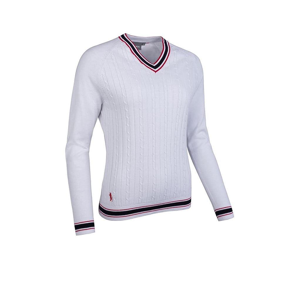 Glenmuir W Connie V-neck Wht/Nvy/Red, mynd 1 af 1