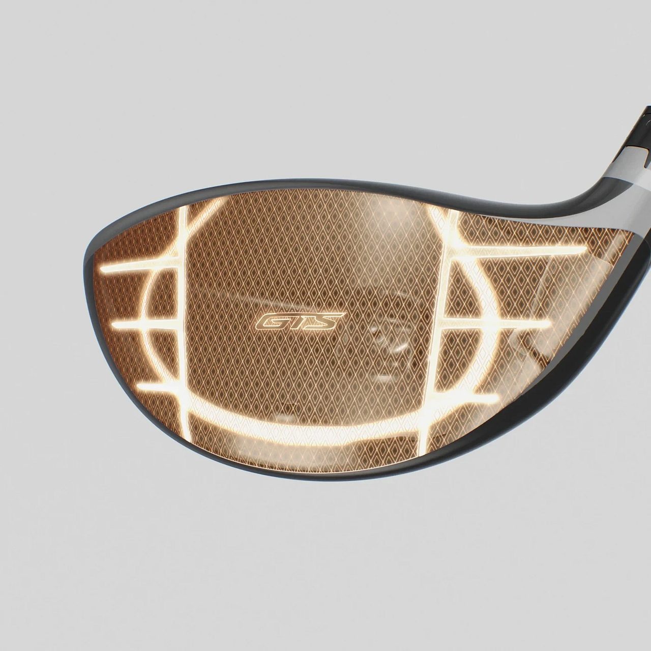 Höggflötur Titleist GTS drivers með styrkingarnar á bak við hann upplýstar