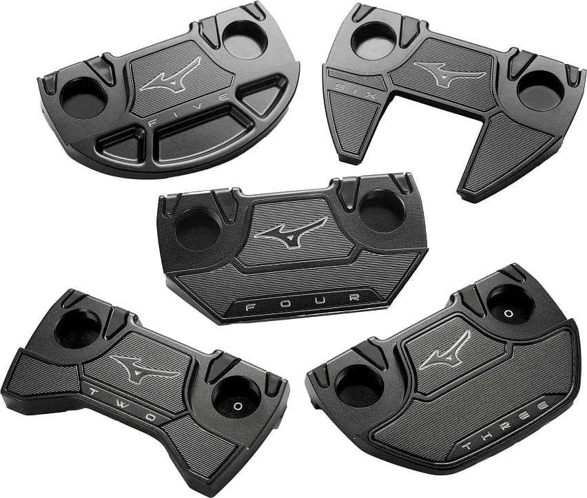 Fimm bakhlutar Mizuno M.CRAFT X púttera, hver með sína lögun