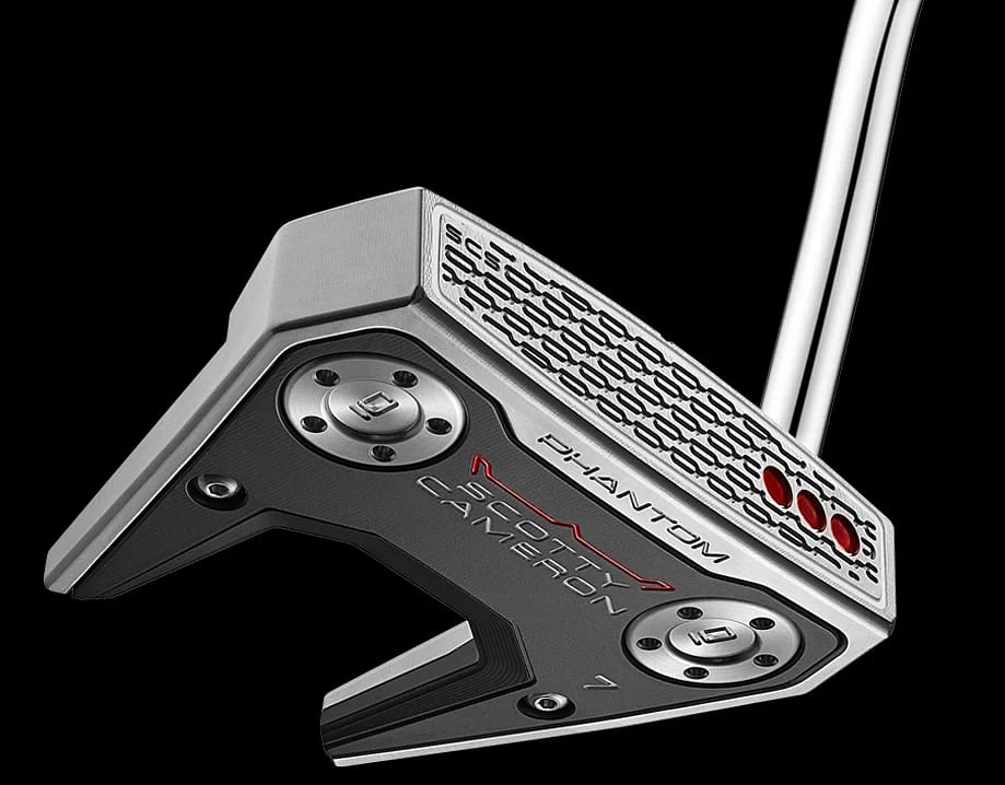 Scotty Cameron Phantom 7 pútter séður neðan frá, sóli og höggflötur