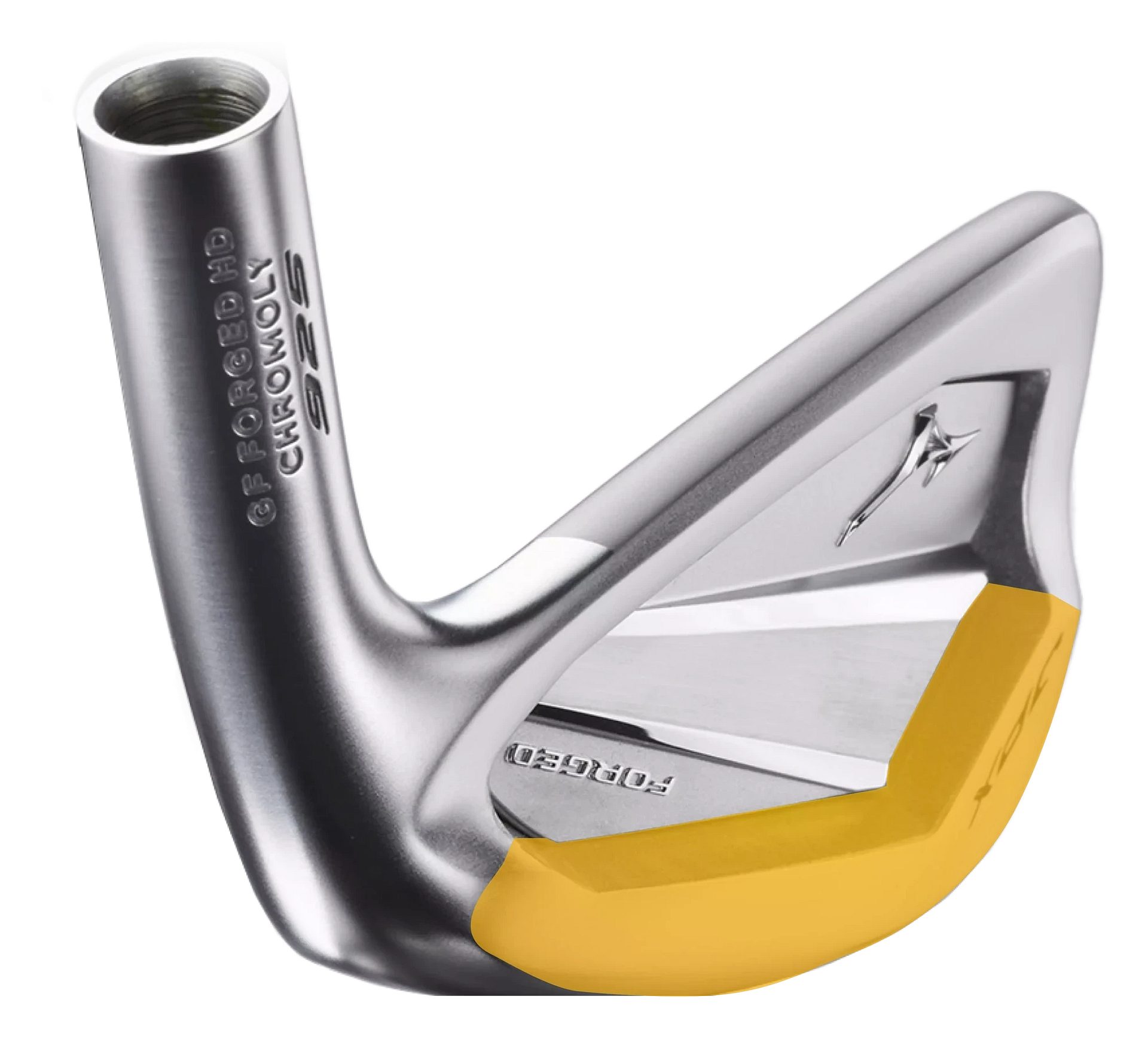 Mizuno JPX 925 Forged með Chromoly höggflöt og háls sýnd í gulu
