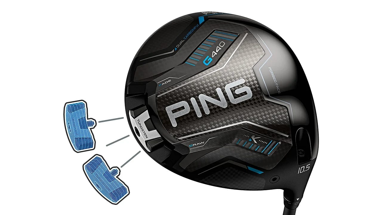 Tungsten lóðið á Ping G440 K í þremur stöðum