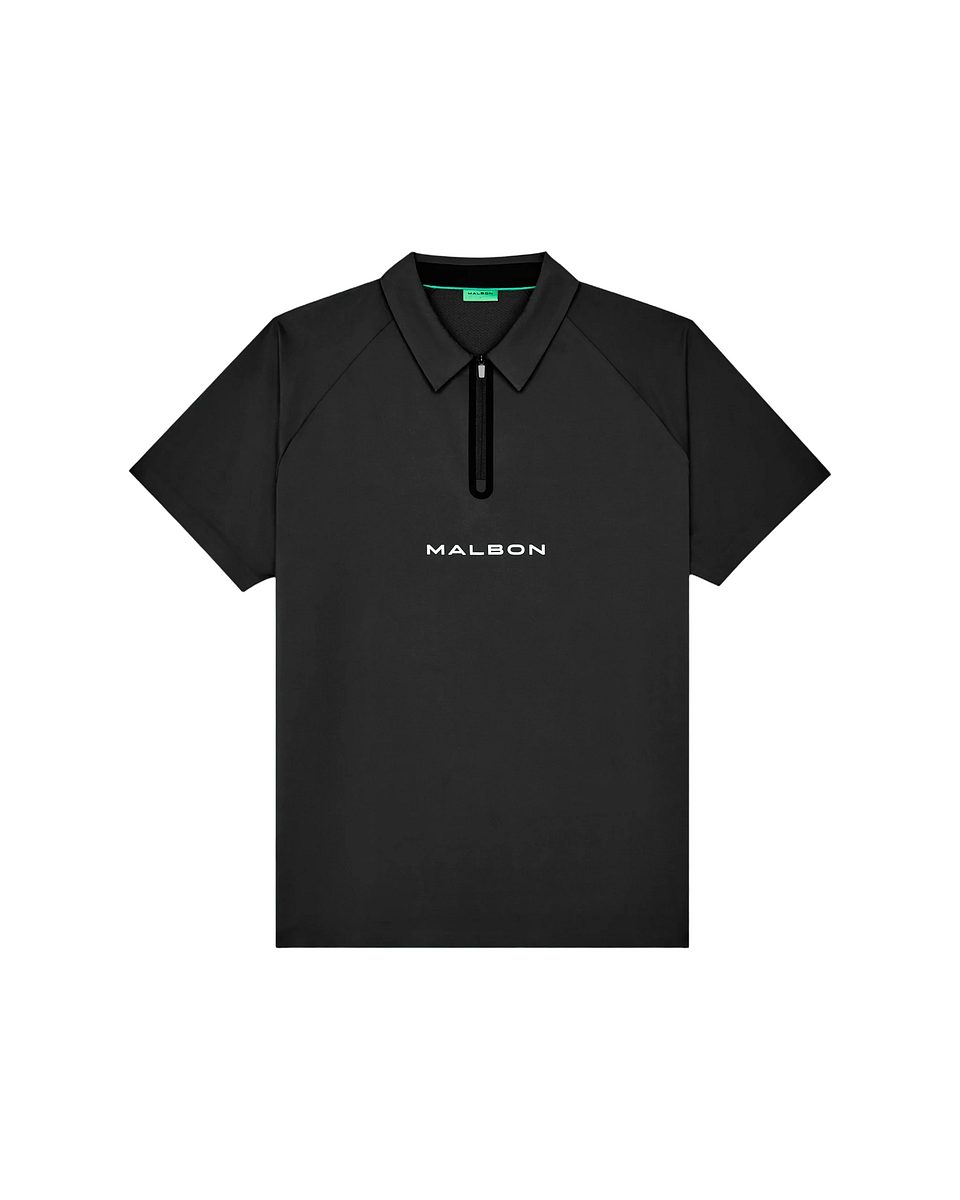 Malbon Raglan Zip pólóbolur — Svartur, mynd 1 af 6