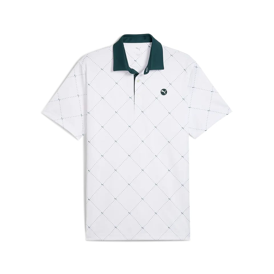 Puma Pure 2.0 Argyle Polo White/Green, mynd 1 af 2