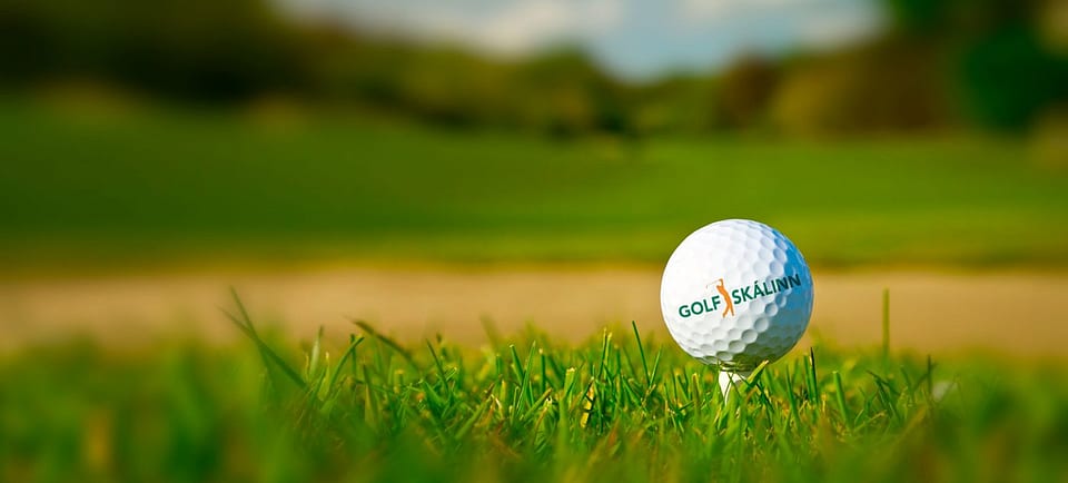 Golfbolti merktur Golfskálanum á tíi